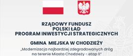 tablica Polski Ład "Modernizacja najbardziej zdegradowanych dróg..."