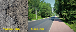 Kolaż zdjęć: droga w Czeremsze przed remontem i po remoncie