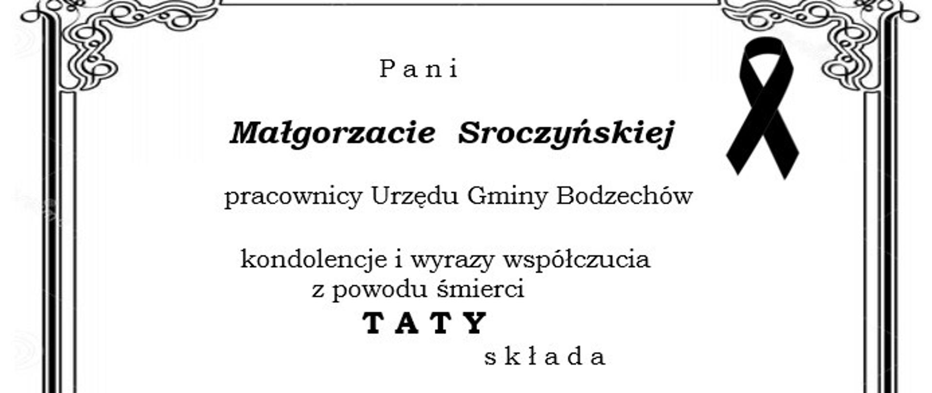 Kondolencje dla Małgorzaty Sroczyńskiej