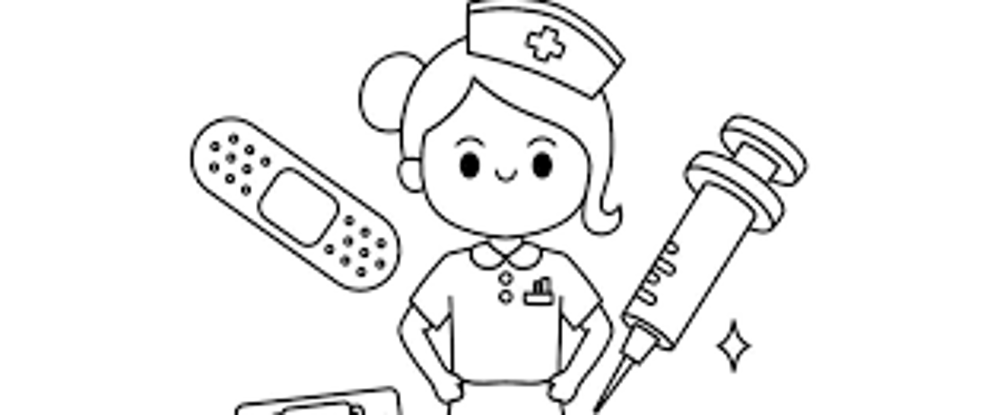 Zdjęcie przedstawia pielęgniarkę i jej akcesoria