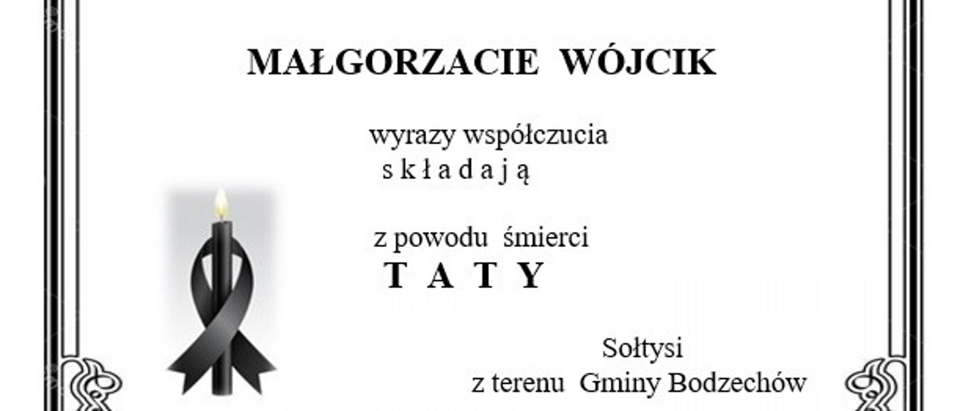 Kondolencje dla Małgorzaty Wójcik od Sołtysów