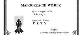 Kondolencje dla Małgorzaty Wójcik od Sołtysów