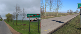 Efekt remontu - kolaż zdjęć przedstawiający z lewej nową nawierzchnią, z prawa - starą nawierzchnię drogi
