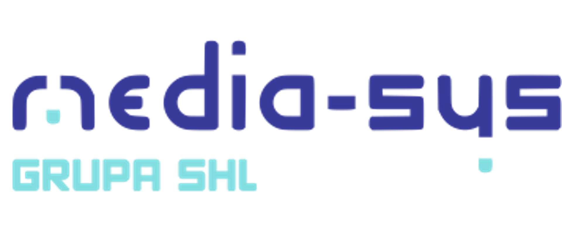białe tło niebieskie litery media - sys