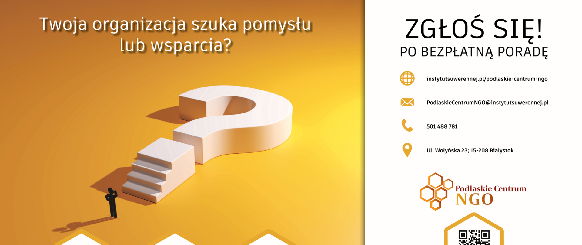 Baner promujący bezpłatne porady dla NGO