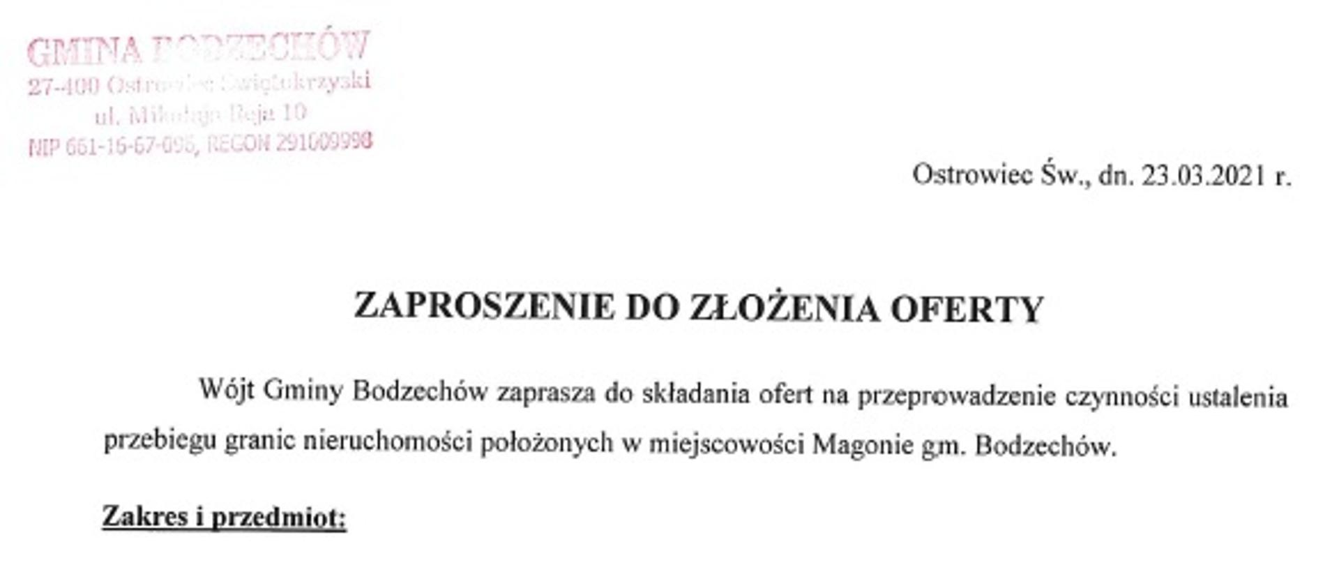 zaproszenie do zlozenia oferty