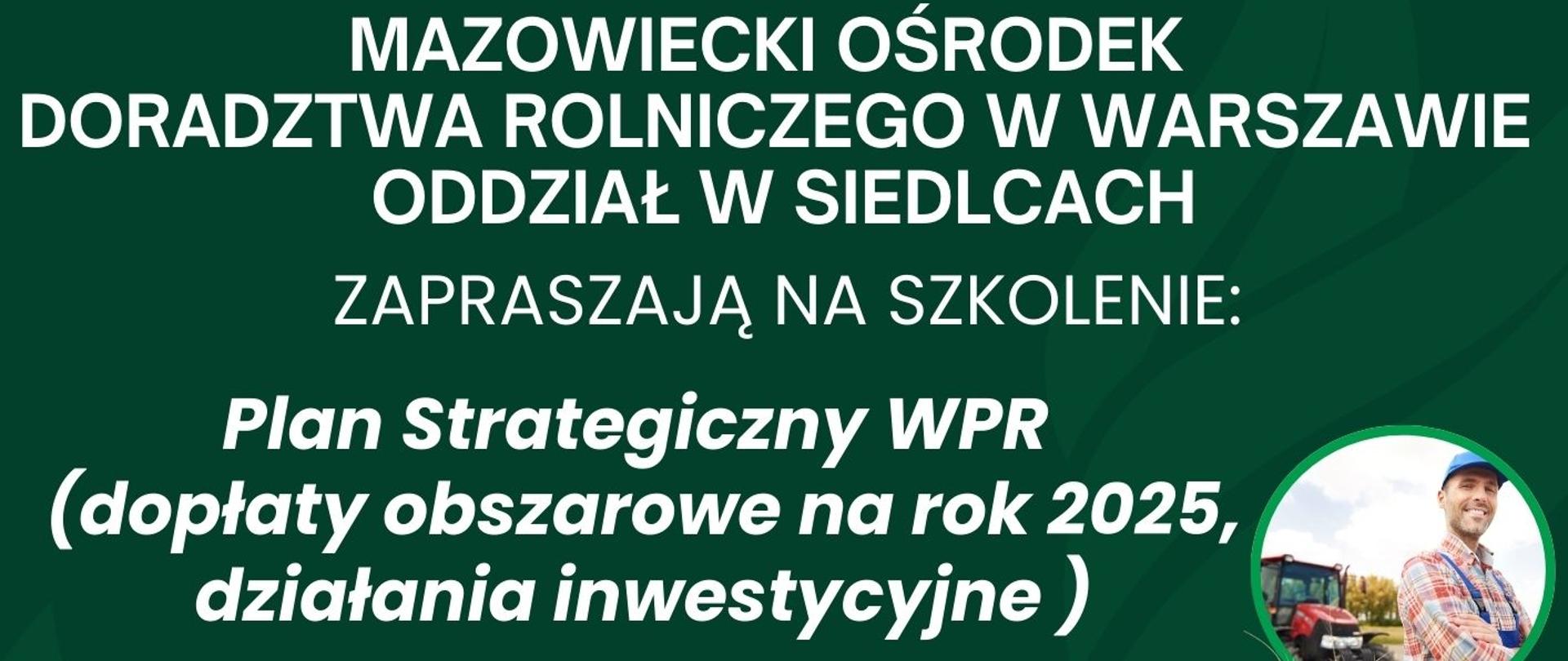 Plakat szkolenie MODR w Warszawie (Oddz. w Siedlcach)