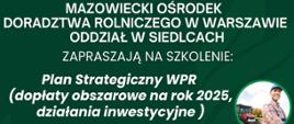 Plakat szkolenie MODR w Warszawie (Oddz. w Siedlcach)