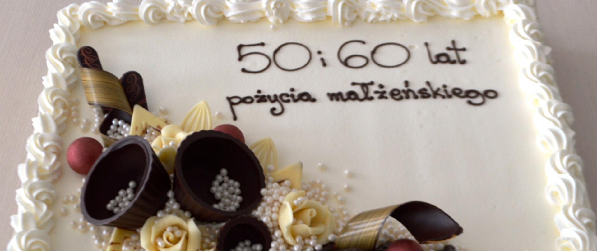 Tort z napisem 50 i 60 lat pożycia małżeńskiego