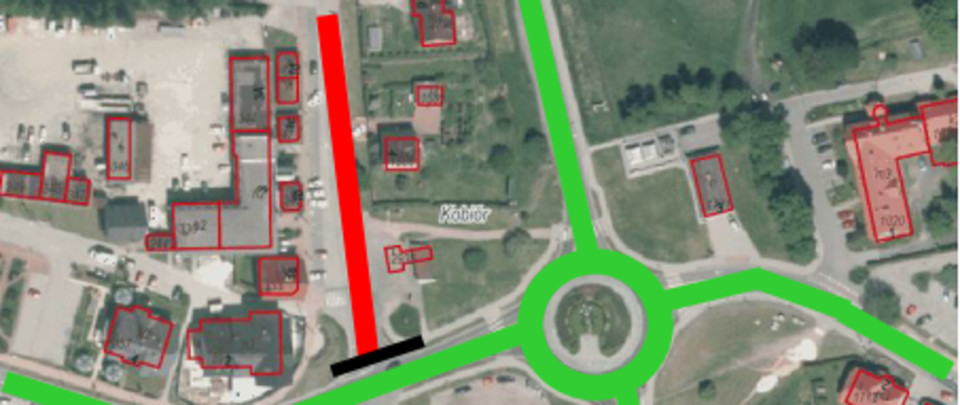 Mapa z drogami zaznaczonymi różnymi kolorami