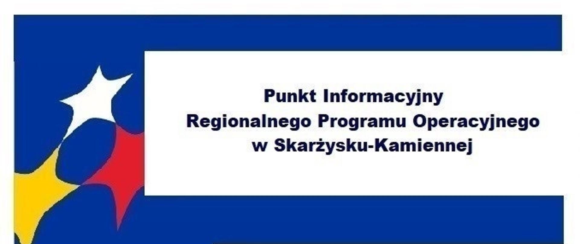 Na ciemnoniebieskim tle, z lewej strony trzy rozciągnięte gwiazdki biała, żółta, czerwona. Pod spodem na białych prostokątnych paskach informacje o konsultacjach indywidualnych dotyczących wsparcia z funduszy europejskich. Pod spodem na samym dole logotypy: Trzy rozciągnięte gwiazdki i napis FUNDUSZE EUROPEJSKIE PROGRAM REGIONALNY, biało czerwona flaga z napisem RZECZYPOSPOLITA POLSKA, herb województwa świętokrzyskiego i napis WOJEWÓDZTWA ŚWIĘTOKRZYSKIEGO, napis UNIA EUROPEJSKA i logo białe gwiazdki w kole na granatowym tle.