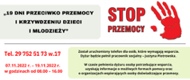Grafika informująca o inicjatywie Powiatowego Centrum Pomocy Rodzinie i uruchomieniu telefonu wsparcia. Treść grafiki w artykule.