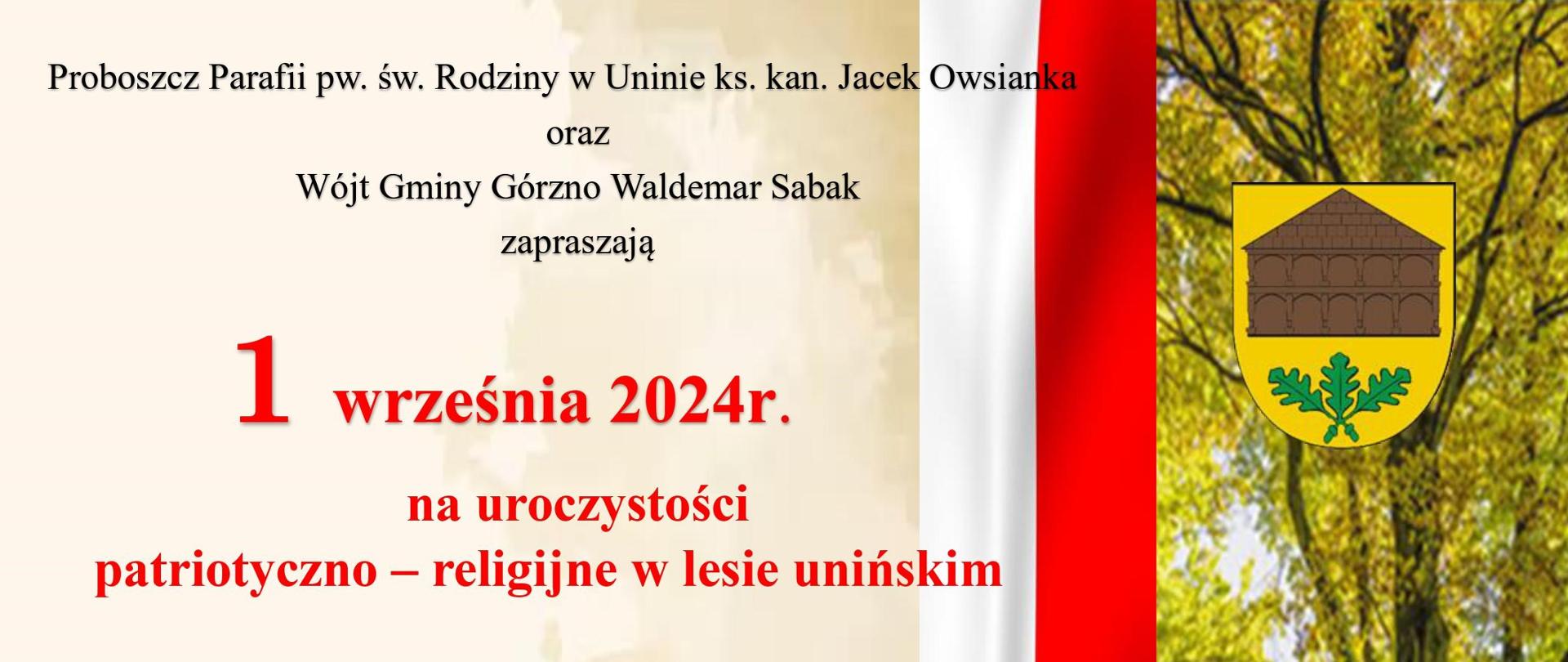 Zaproszenie na mszę w lesie unińskim