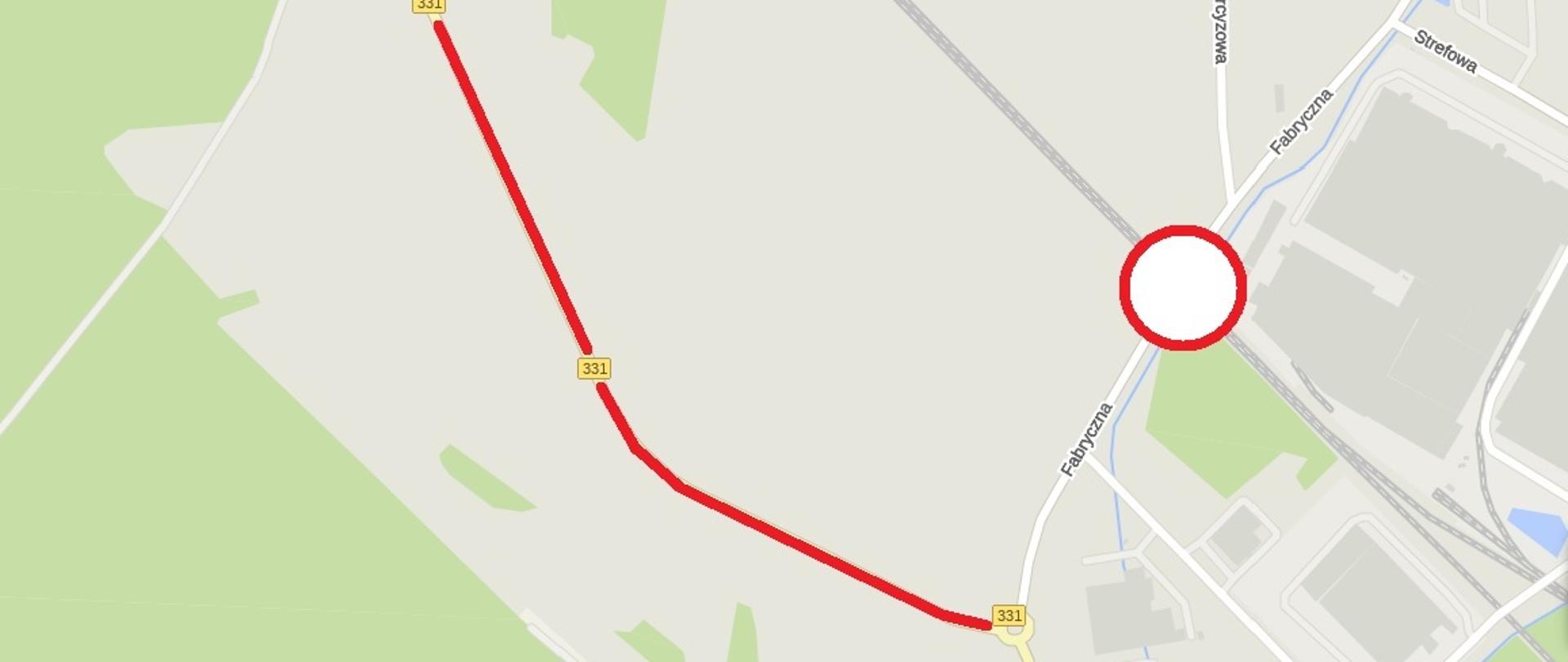 schemat objazdu z powodu zamknięcia drogi w Polkowicach