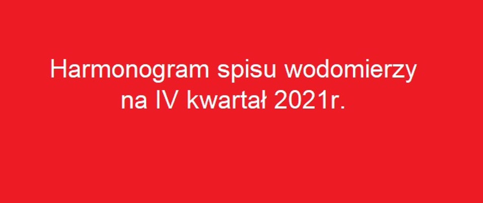 Harmonogram IV kwartał 