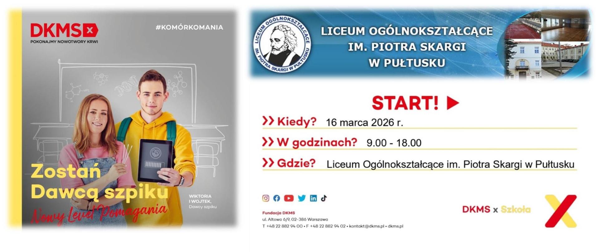 Rejestracja Dawców szpiku w LO im. Piotra Skargi 16.03.2026