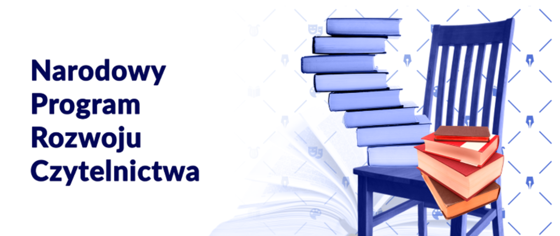 Logo Narodowego Programu Rozwoju Czytelnictwa przedstawiające krzesło i stos książek na nim