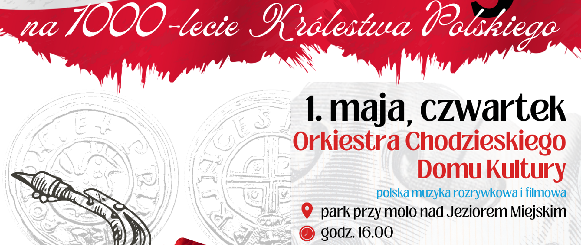 plakat z informacjami o koncertach na 1000lecie Państwa Polskiego 
