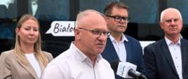 Przy głosie Starosta Hajnowski Andrzej Skiepko - konferencja inaugurująca otwarcie linii 