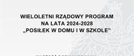 Plakat wieloletni rządowy program na lata 2024-2028 "Posiłek w domu i w szkole"