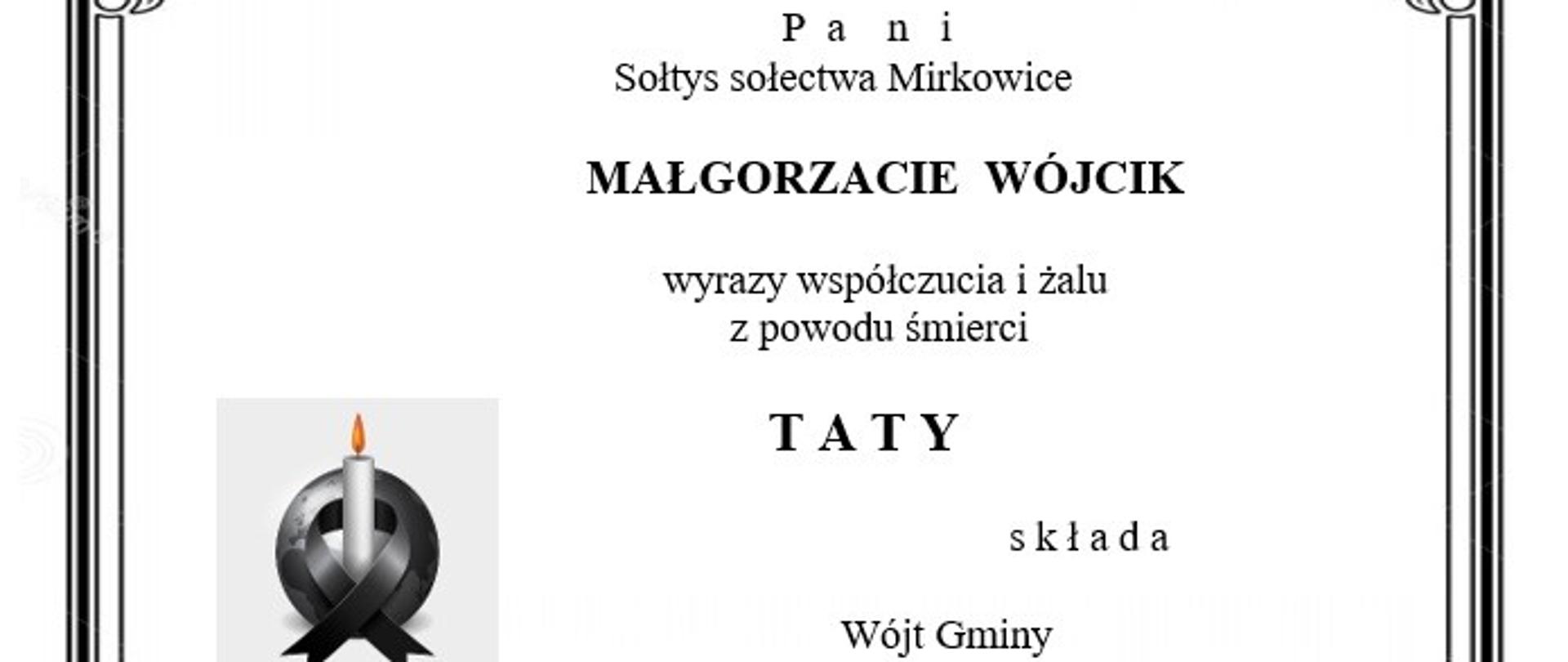 Kondolencje dla Małgorzaty Wójcik od WG