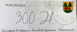Bon o wartości 300 zł, ufundowany przez Starostę dla laureatów II miejsca