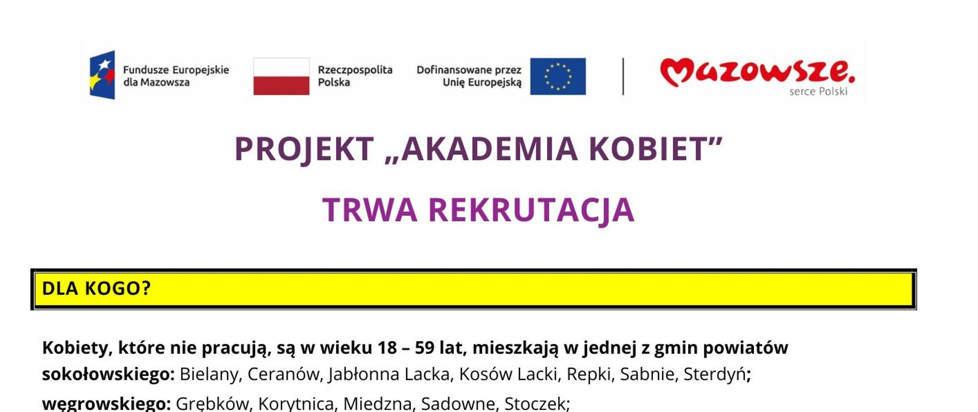 PROJEKT "AKADEMIA KOBIET" TRWA REKRUTACJA