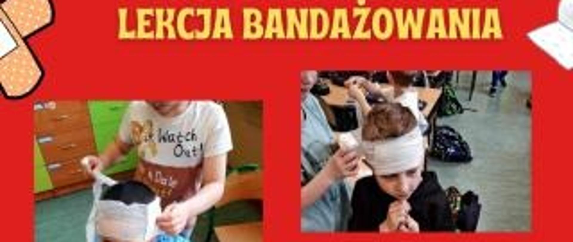 Uczniowie w klasie uczestniczą w lekcji bandażowania.