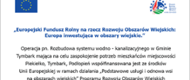 Tablica rozbudowa systemu wodno-kanalizacyjnego w Gminie Tymbark