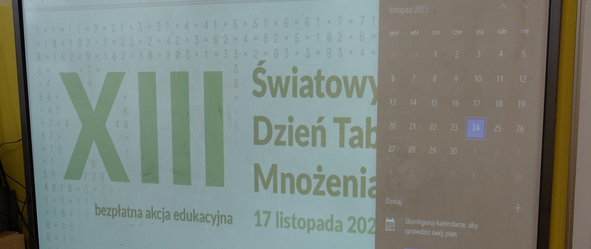 Na monitorze: XIII Światowy Dzień Tabliczki Mnożenia.