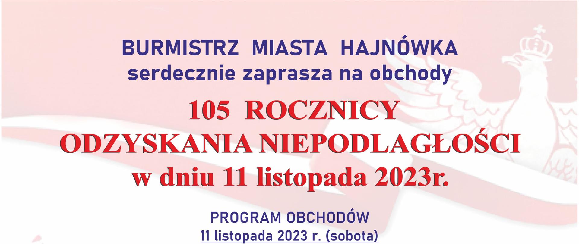 Na biało - czerwonym tle napisany program obchodów