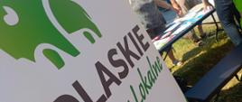 Za baneru promującego Podlaskie Inicjatywy Lokalne widać nasze stoisko