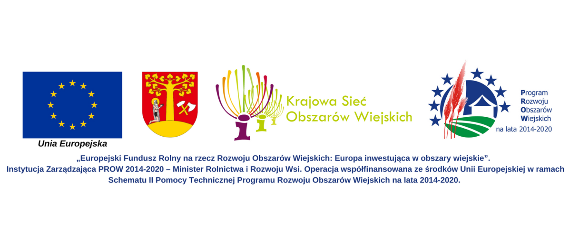 Loga "Unia Europejska", Herb Gminy Stryszów, Logo Krajowa Sieć Obszarów Wiejskich, Logo Program Obszarów Wiejskich na lata 2014-2020
