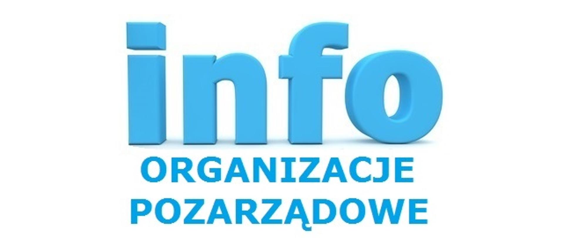 Niebieski napis info organizacje pozarządowe