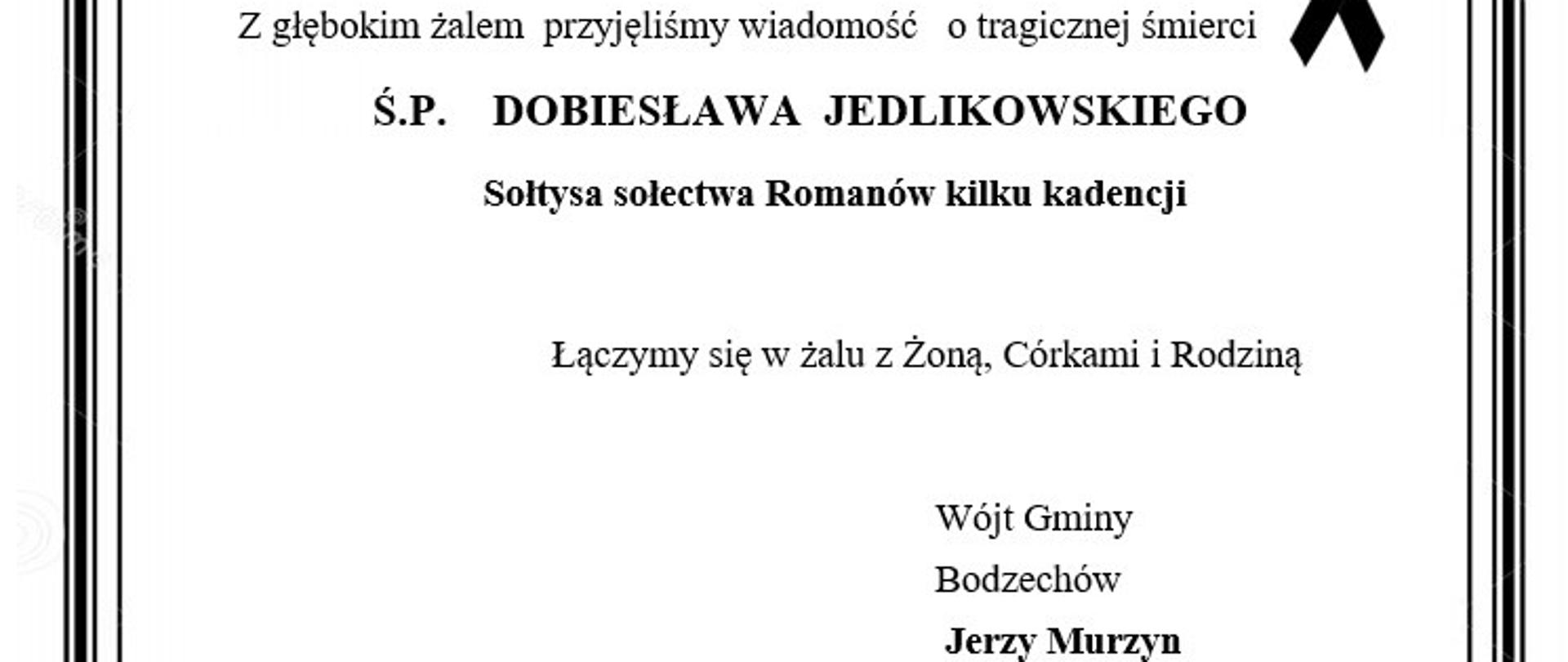 Kondolencje Dobiesław Jedlikowski od UG 