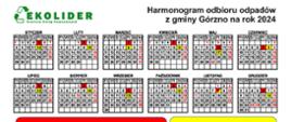 Harmonogram odbioru odpadów z gminy Górzno na rok 2024