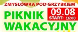 kolorowe tło zielone litery zaproszenie na piknik wakacyjny 