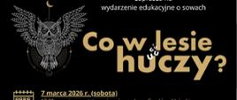 Na czarnym tle umieszczono informacje o wydarzeniu (zawarte vw artykule) oraz grafikę sowy. 