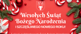 Plakat z życzenia z okazji Świąt Bożego Narodzenia i Nowego 2022 Roku.