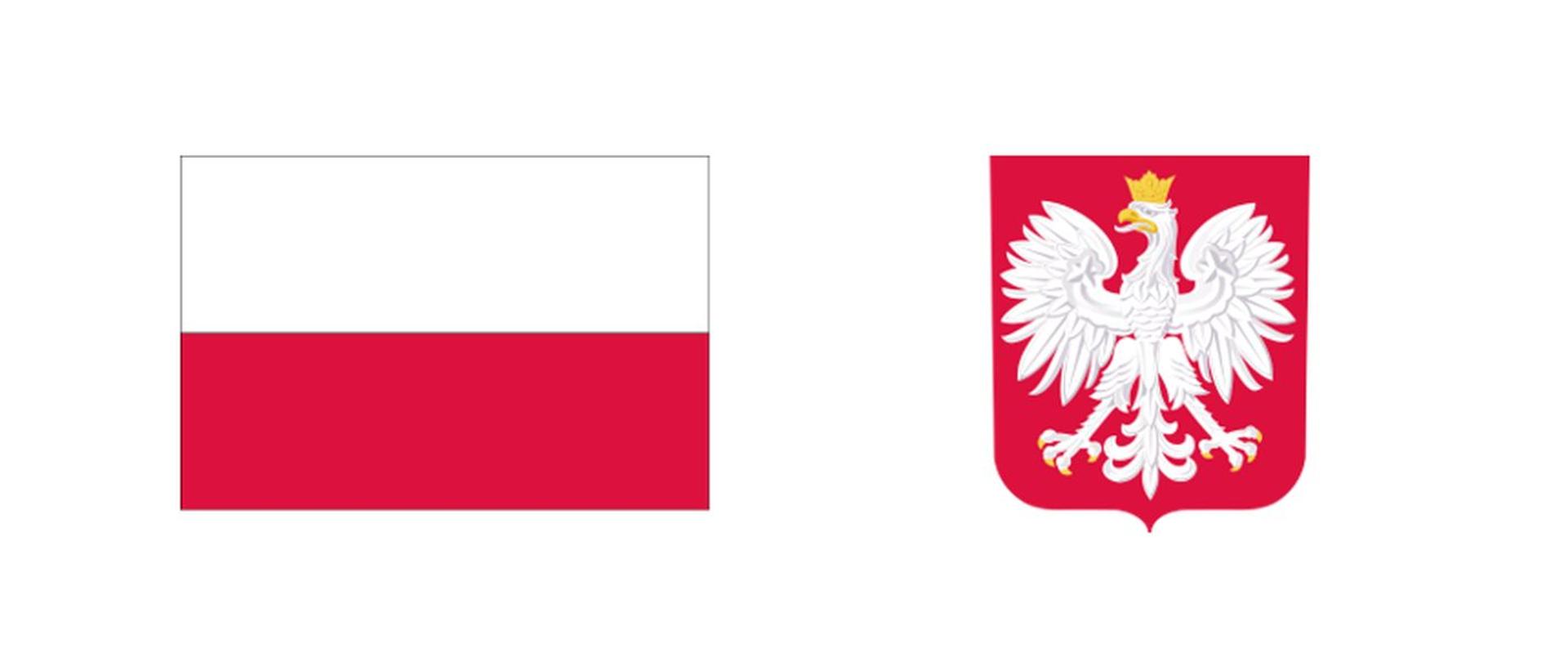 Flaga narodowa Polski i godło orzeł biały
