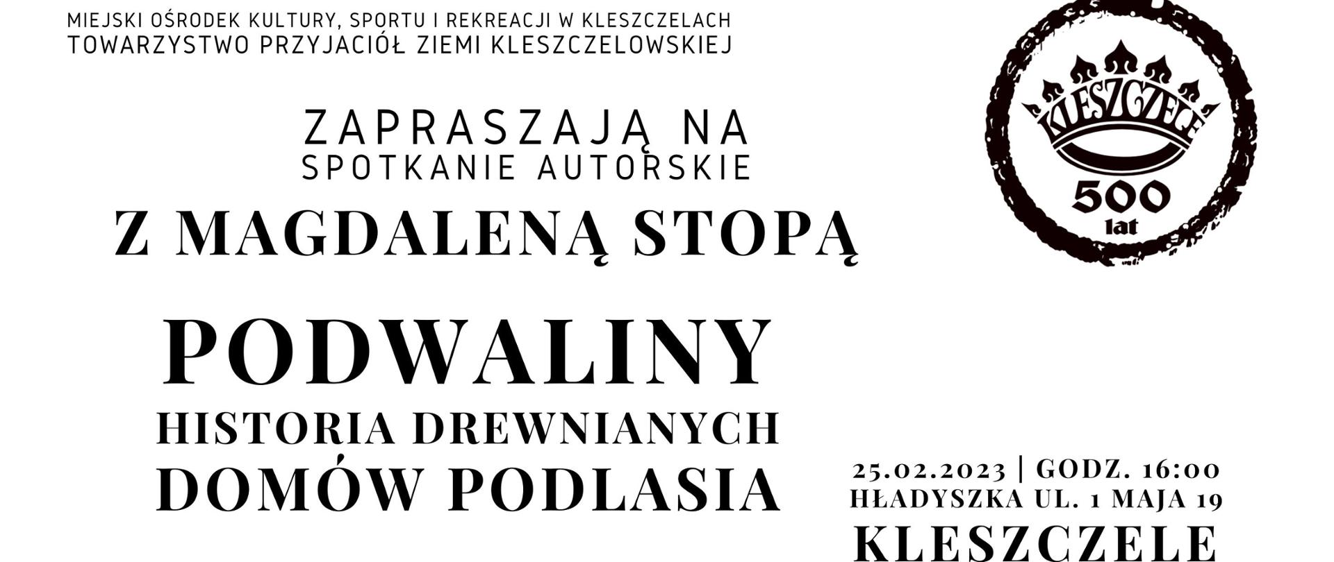 Na białym tle informacje organizacyjne (miejsce i data wydarzenia)