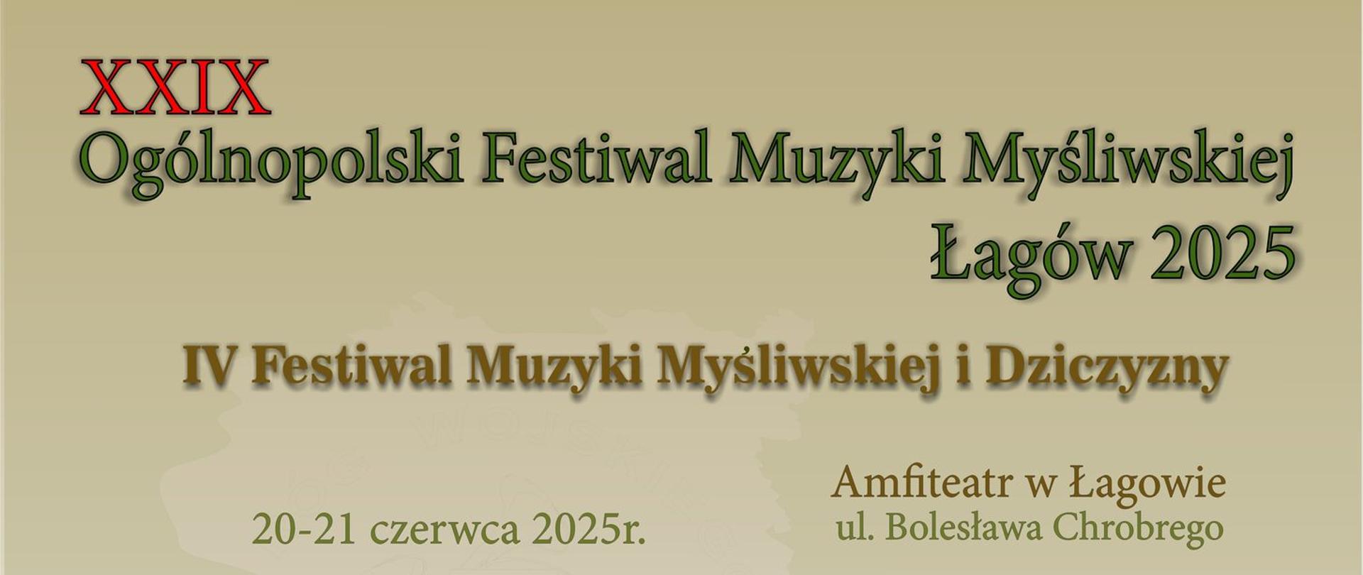 plakat XXIX Ogólnopolski Festiwal Muzyki Myśliwskiej 