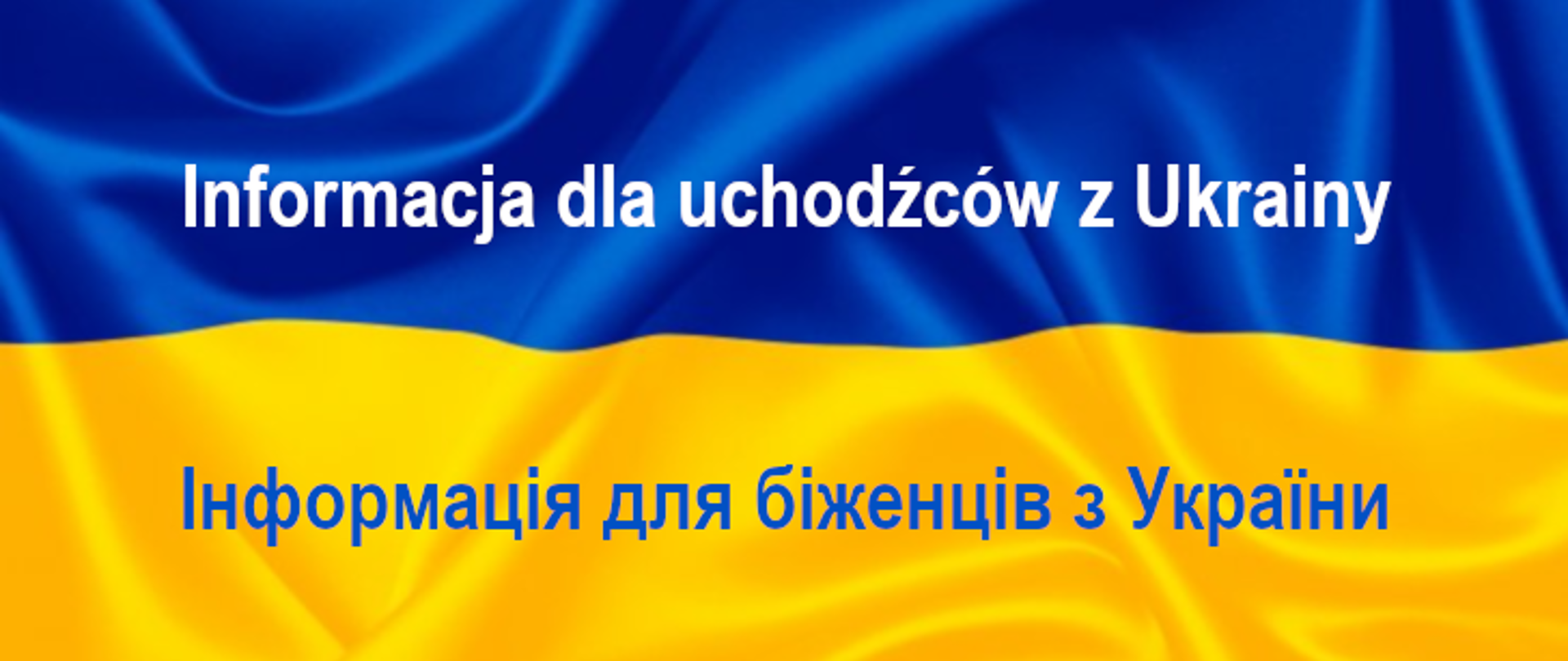 Flaga Ukrainy niebiesko-żółta z napisami w języku polski i ukraińskim