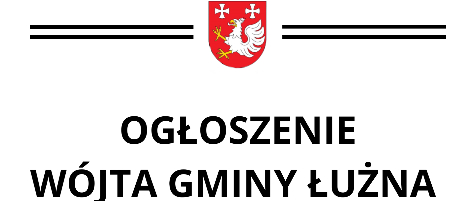 napis Ogłoszenie Wójta Gminy Łużna z logo