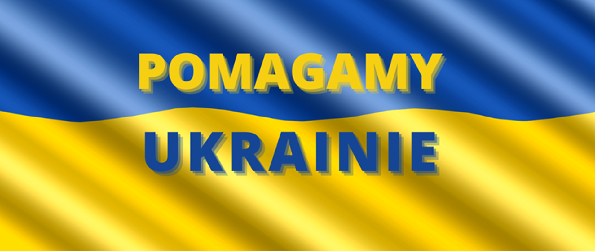 Flaga Ukrainy z napisem "Pomagamy Ukrainie"