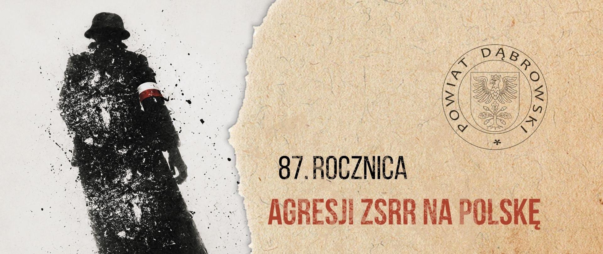 Grafika z napisem: 87. rocznica Agresji ZSRR na Polskę