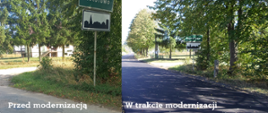 Kolaż zdjęć - po lewej droga przed modernizacją, w trakcie modernizacji
