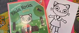 Okładka książki po lewej, po prawej kolorowanka