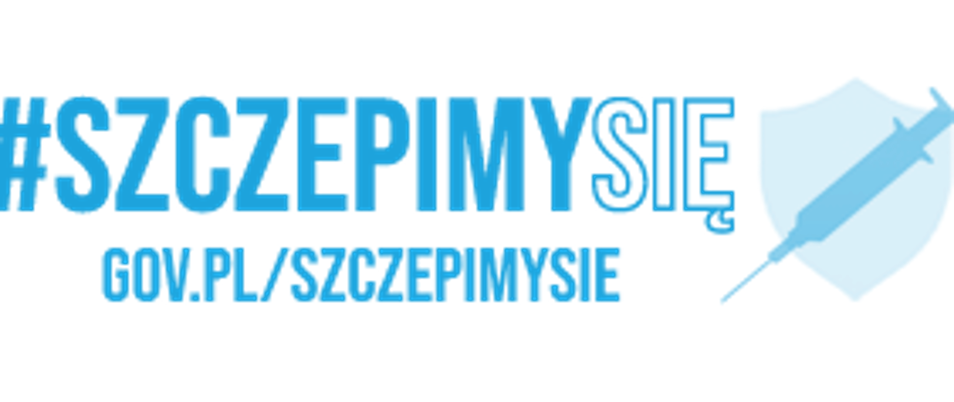 Napis #szczepimysię gov.pl/szczepimysie. Po prawej stronie strzykawka na tle zarysu Polski