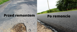 droga powiatowa nr 1628B w miejscowości Chrabostówka - przed i po remoncie
